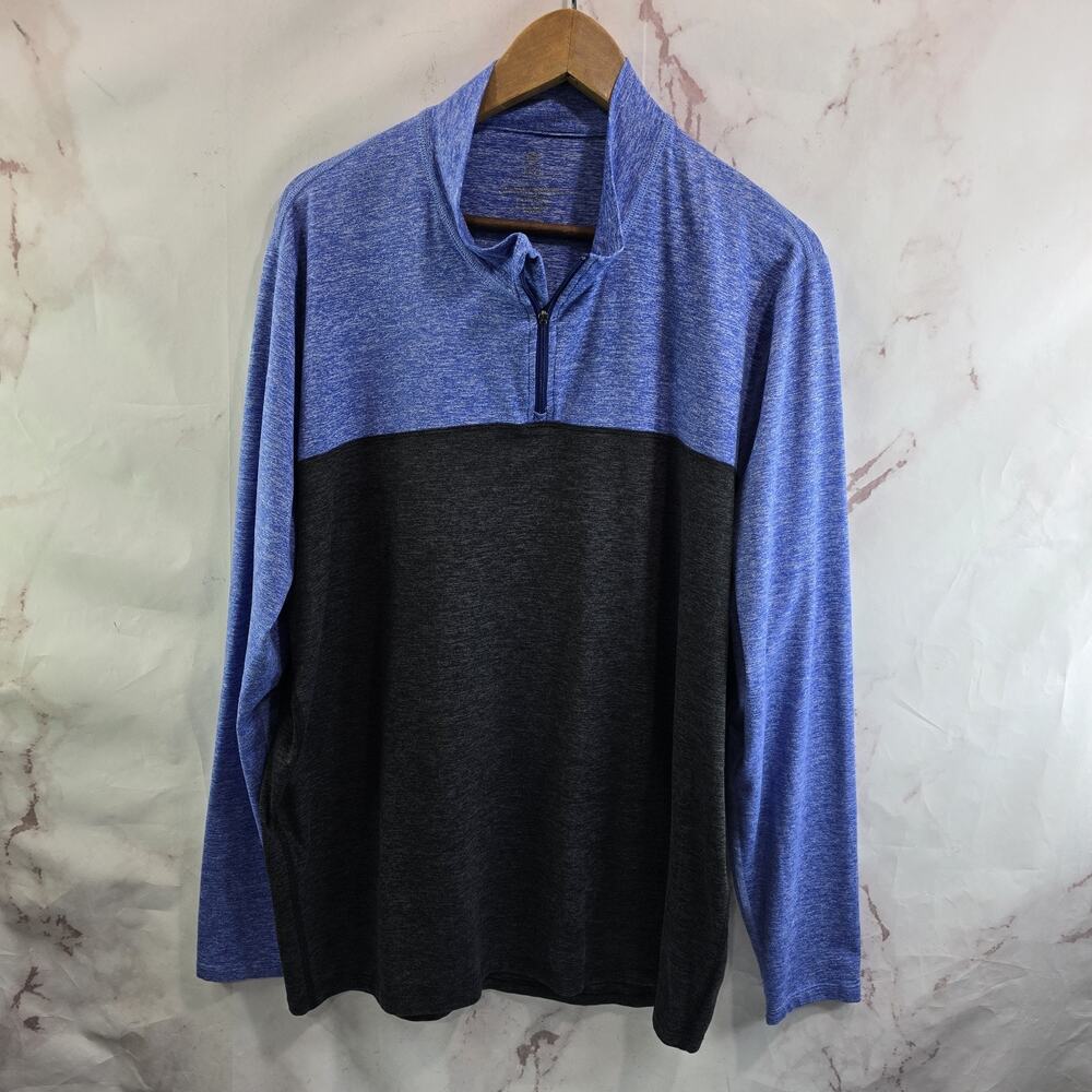 Marine Layer Shirt Mens Large Blue Black Pullover Quarter Zip Active Rise